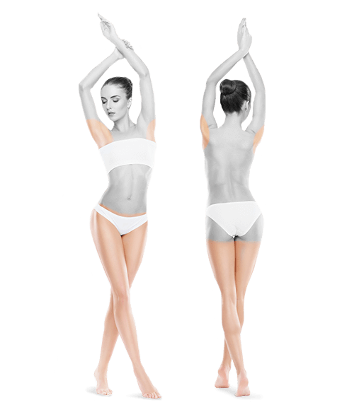 photo of woman front and back legs and armpits one treatments
